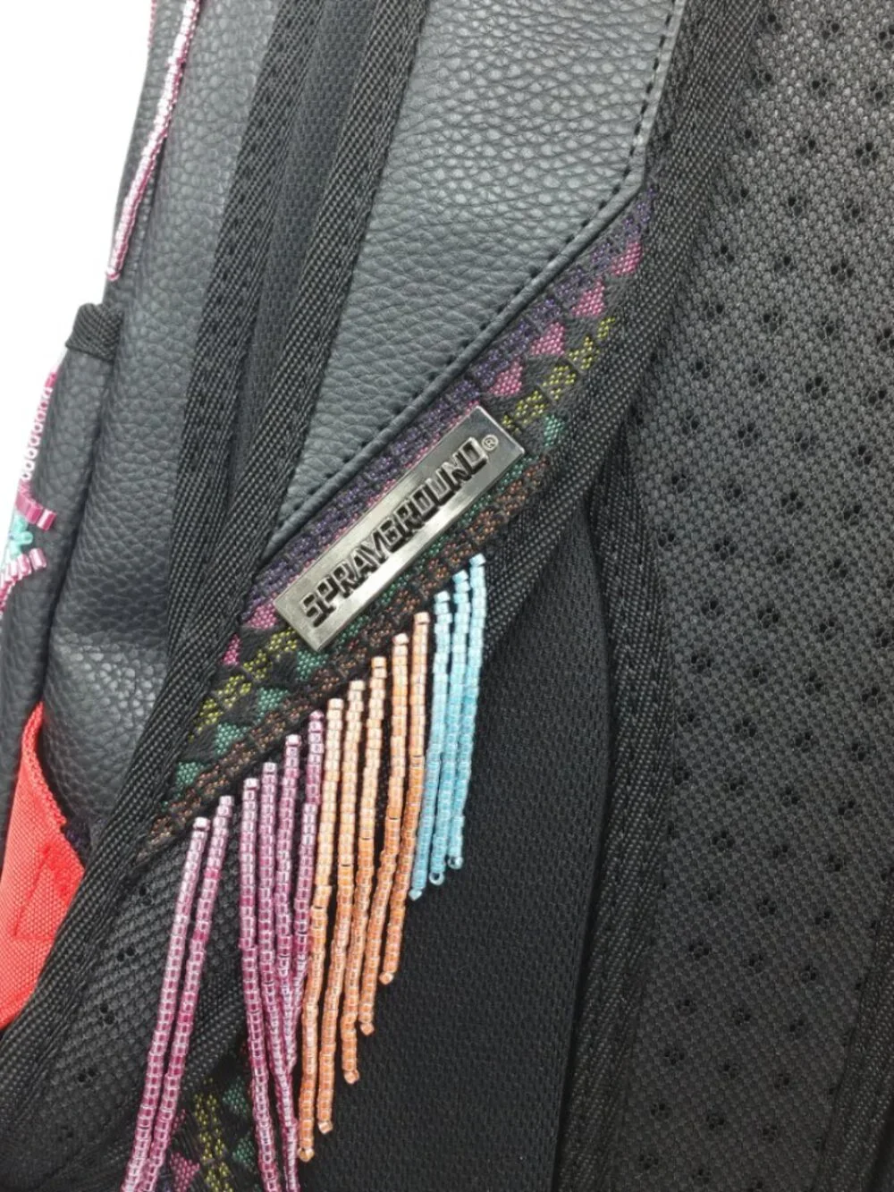 Sprayground x Sandflower African Intelligence Beaded Fringe Backpack - NEW